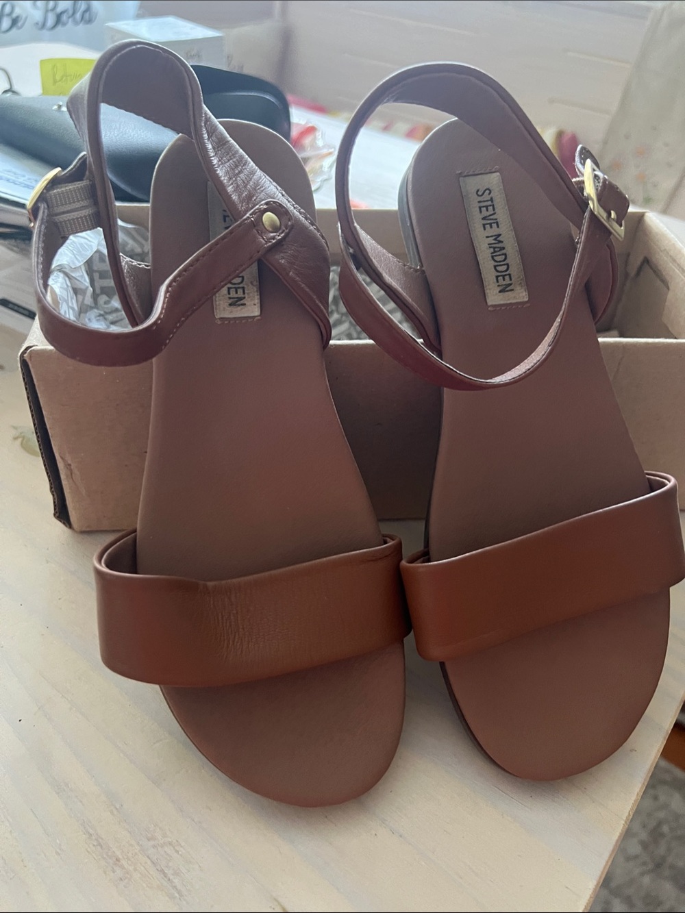 Steve Madden Dina tan leather Sandals